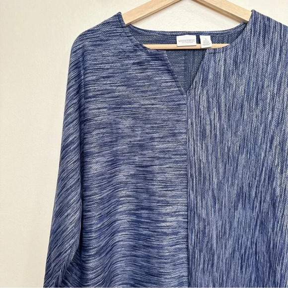 Weekends By Chico's Womens Size Medium Nocturne Navy Vneck 3/4 Sleeve Tunic - Picture 3 of 10